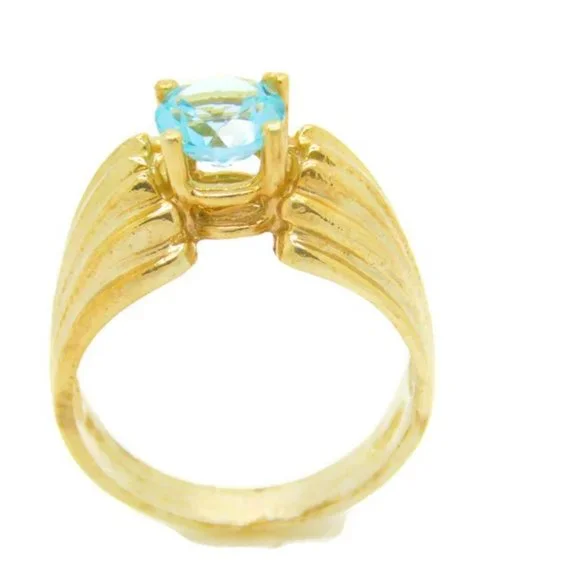 14k Yellow Gold Ladies Ring with March Stone - Picture 2 of 5